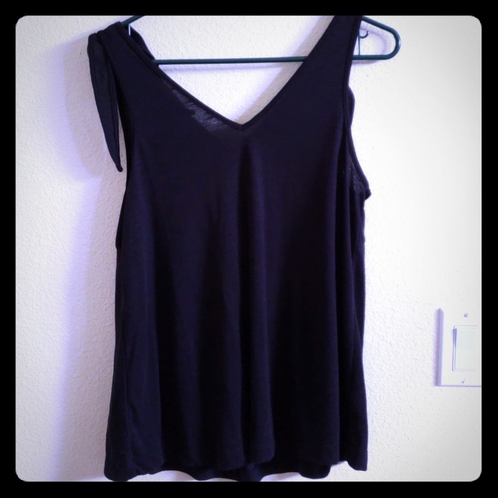 Flowy black tank with tie shoulders